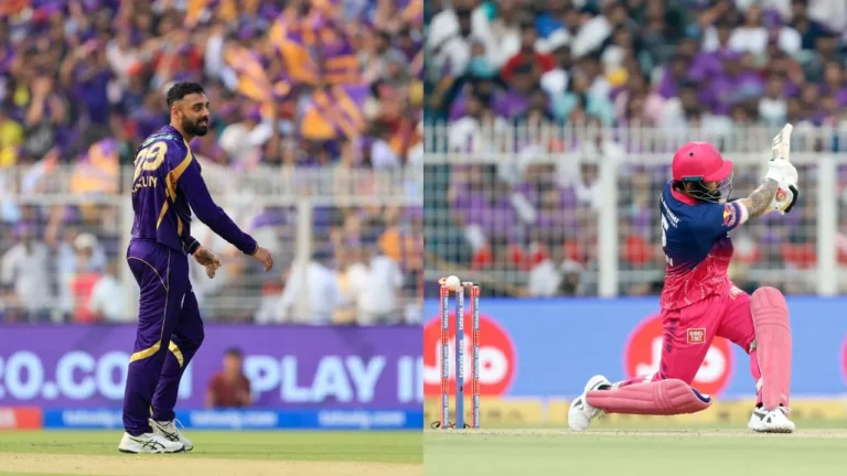 ریان پارات کی طرح کچھ دوسرے خلاف Varun Chakravarthy کے کھیل سے ہی کے پیروں سے Rajasthan Royals کے بلے بازوں کو آسمانی میڈن میں بھیگتایا